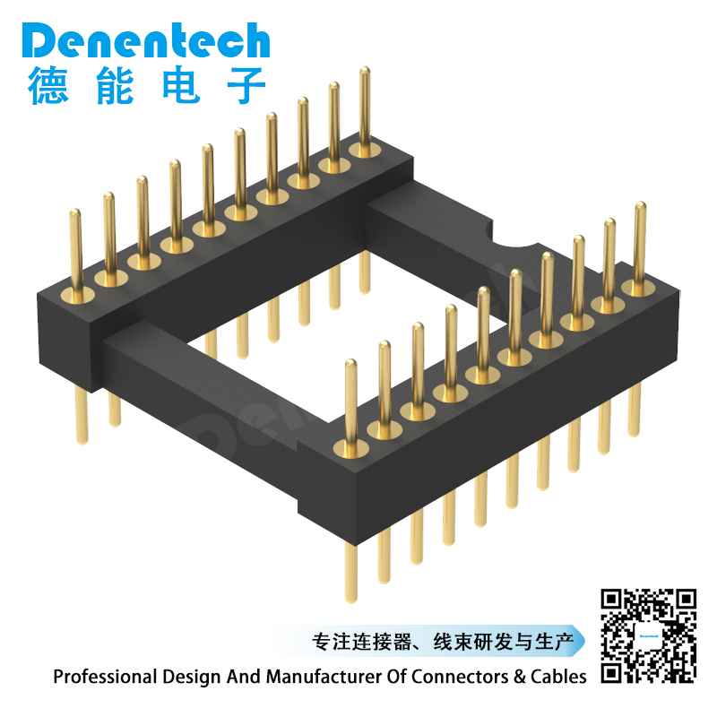 Denentech factory directly supply 1.778MM machined  dual row straight IC socket